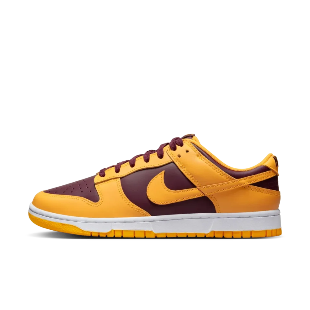 Nike Dunk Low Gold and Deep Maroon sneakers available in Rwanda