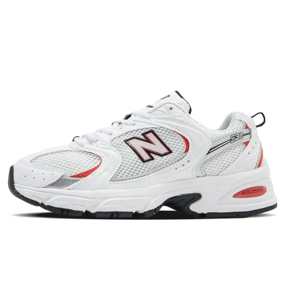 New Balance 530 White Red Silver sneakers available in Rwanda
