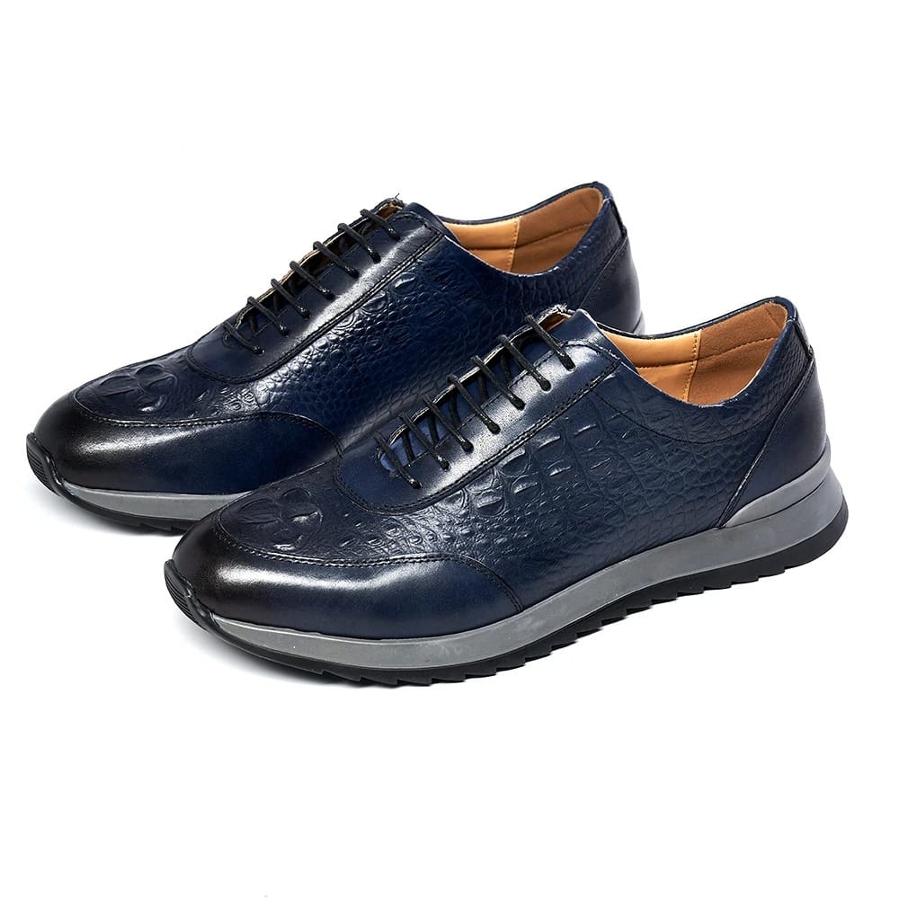 Crocodile skin shoes "dark blue"