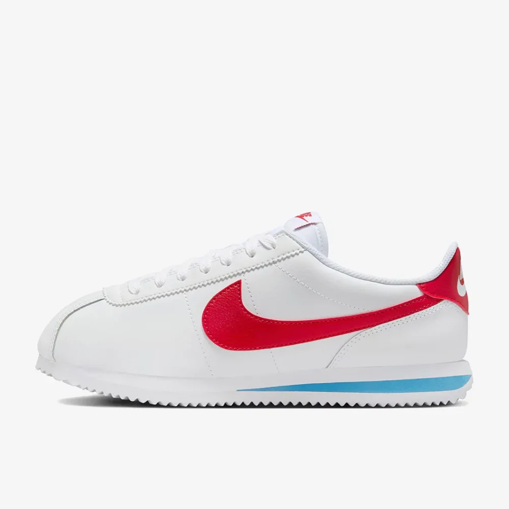 Adidas Cortez Leather White Red Blue sneakers available in Rwanda