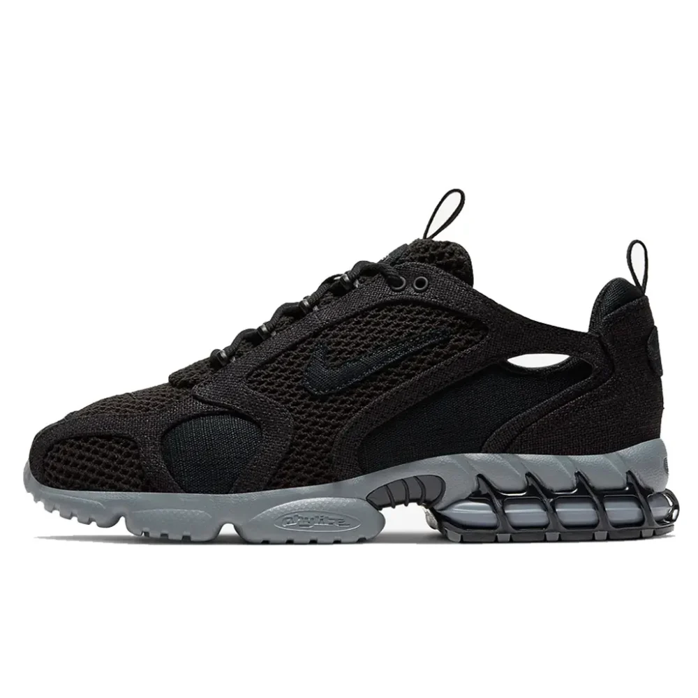 Stüssy x Nike Air Zoom Spiridon Cage 2 Black Grey sneaker available in Rwanda