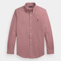 Polo Ralph Lauren men’s gingham stretch poplin shirt green checkered long sleeve Rwanda