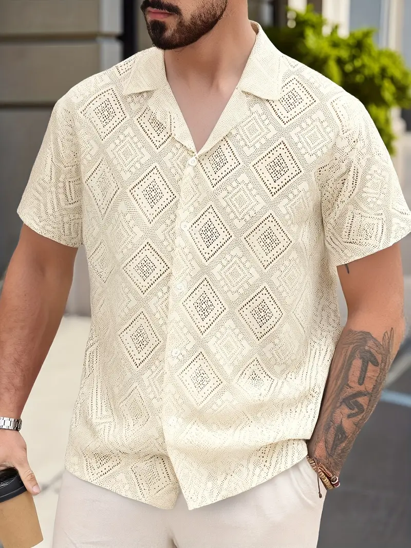 Men’s openwork shirt – breathable lightweight summer casual wear from Tsapatsapa Rwanda