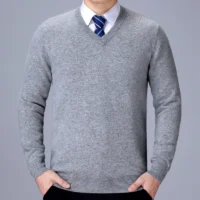 grey Men’s V-Neck Sweater – Classic Knit Pullover for Casual and Formal Looks