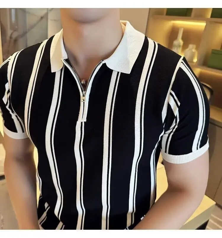 Men’s striped knitted polo shirt casual wear Rwanda
