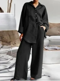 variant-image-color-black-6lio Mulvari Patched Pocket Drop Shoulder Shirt & Wide Leg Pants