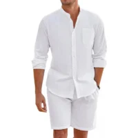variant-image-color-white-5l Men’s Cotton Shirt & Shorts Set – Casual Outfit