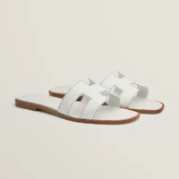 Women’s Oran Sandals – Classic Flat Leather Slides for Summer Elegance