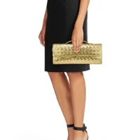 Bottega Veneta Andiamo Intrecciato Metallic Leather Clutch – Luxury Designer Evening Bag