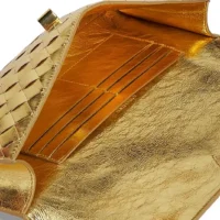 Bottega Veneta Andiamo Intrecciato Metallic Leather Clutch – Luxury Designer Evening Bag