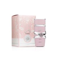 Yara Eau de Parfum by Lattafa, pink bottle with silver accents, elegant feminine fragrance