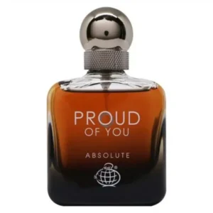 Proud of You Absolute Eau de Parfum bottle and packaging, gradient amber‑black design, bold men’s fragrance