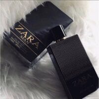 Zara Man Eau de Parfum black bottle with gold accents, sleek modern men’s fragrance design