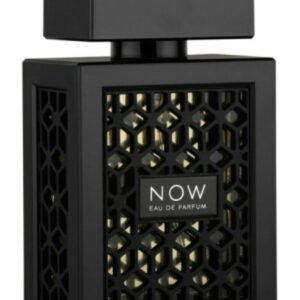 NOW Eau de Parfum by RAVE, black bottle with geometric lattice design, modern masculine fragrance