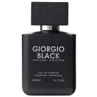 Giorgio Black Special Edition Eau de Parfum bottle and packaging, sleek matte black design, luxury men’s fragrance