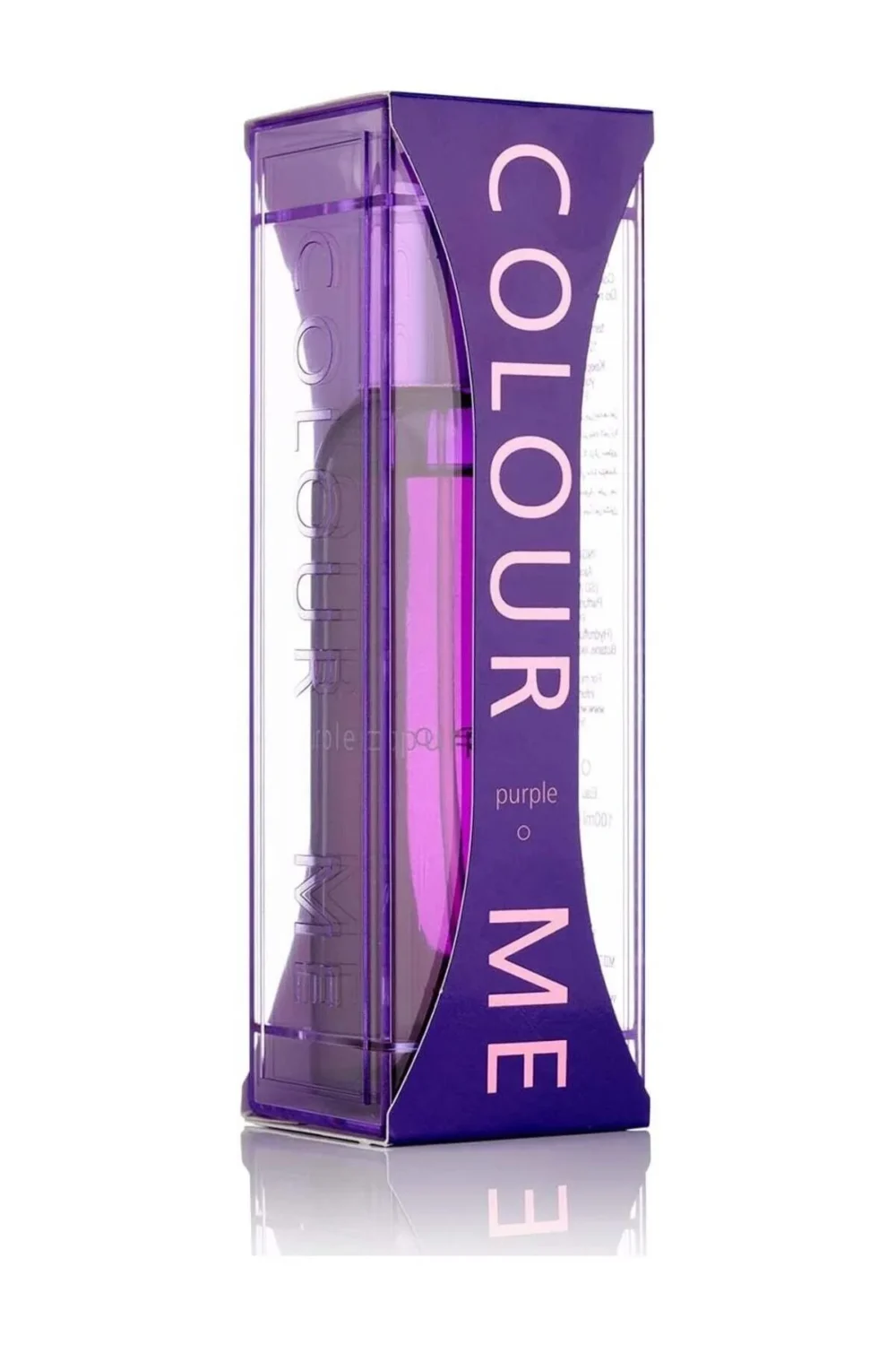 COLOUR ME Purple Eau de Parfum, sleek purple bottle with transparent packaging, stylish unisex fragrance