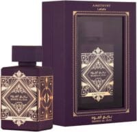Badee Al Oud Amethyst by Lattafa, ornate purple bottle with gold design, luxury oriental perfume