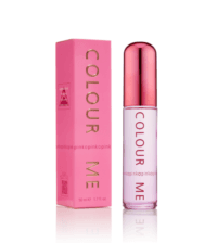 COLOUR ME Pink Eau de Parfum, sleek pink bottle with gold branding, elegant floral perfume for women