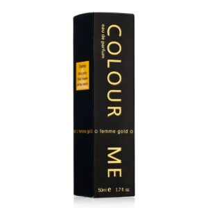 COLOUR ME Femme Gold Eau de Parfum, sleek black and gold bottle, luxurious oriental perfume for women
