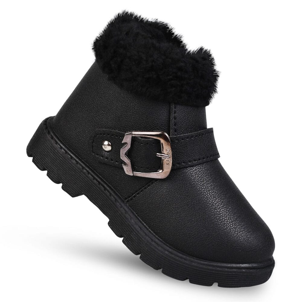 Walktrendy Girls Black High Synthetic Flat Boots