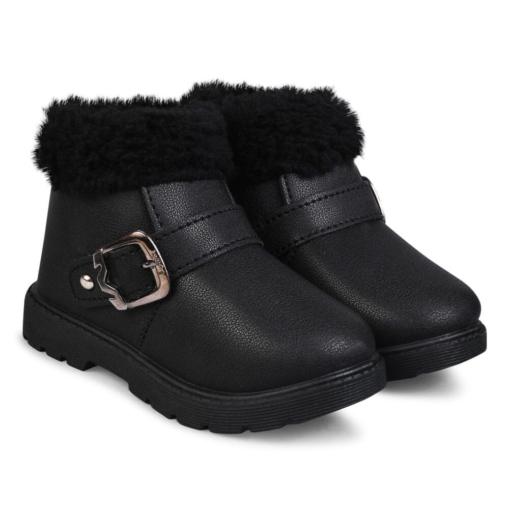 Walktrendy Girls Black High Synthetic Flat Boots