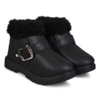 Walktrendy Girls Black High Synthetic Flat Boots
