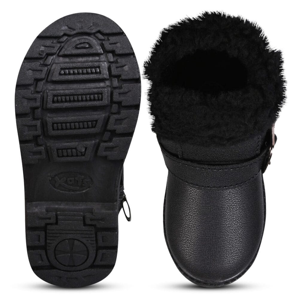 Walktrendy Girls Black High Synthetic Flat Boots