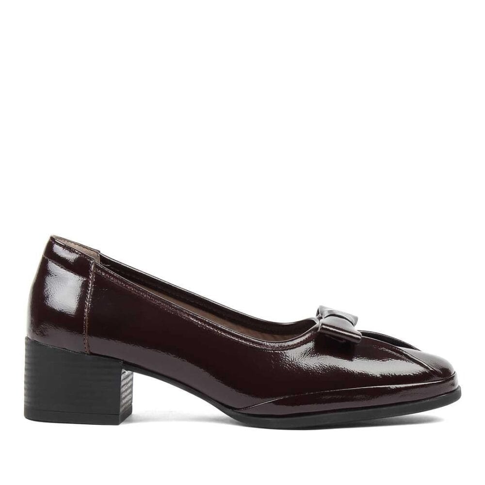 Three Show Burgundy Pumps Patent Pumps