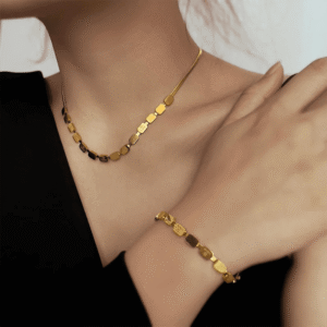 Gold Square Link Jewelry Set
