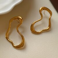Modern Abstract Wavy Hoop Earrings