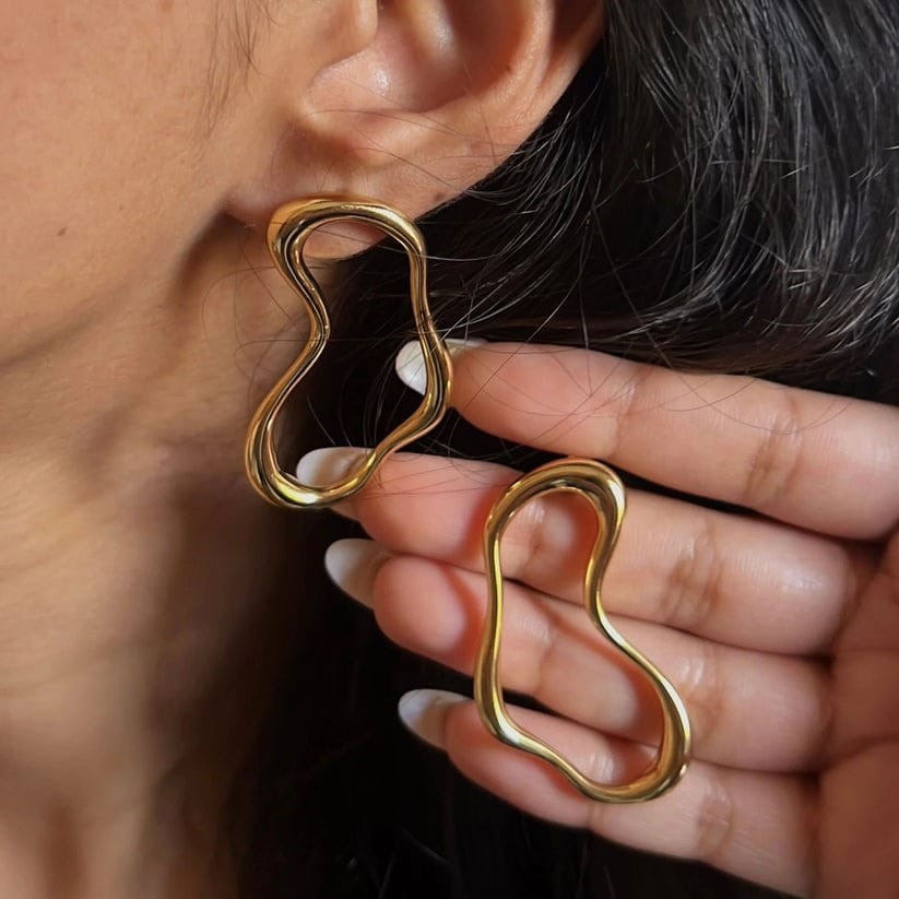 Modern Abstract Wavy Hoop Earrings