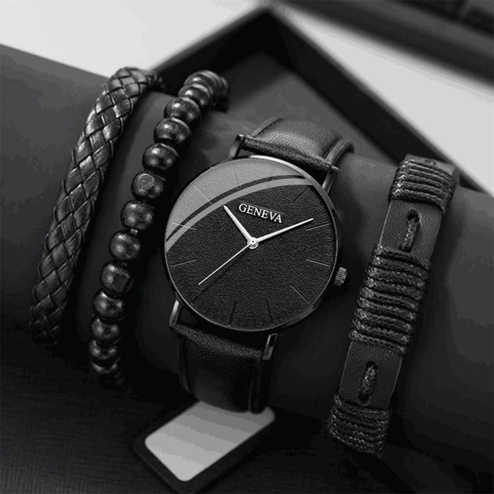 Geneva Men's Minimalist Watch - Bracelet Set