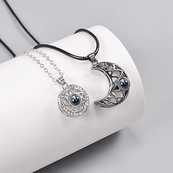 Magnetic Sun and Moon Couple Necklace Set