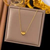 Gold Dainty Heart Pendant Necklace
