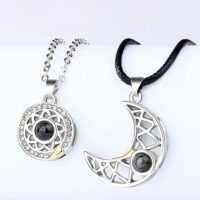 Magnetic Sun and Moon Couple Necklace Set