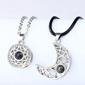 Magnetic Sun and Moon Couple Necklace Set