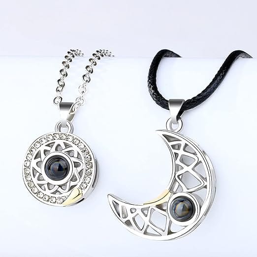 Magnetic Sun and Moon Couple Necklace Set