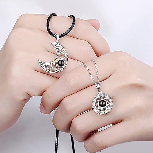 Magnetic Sun and Moon Couple Necklace Set