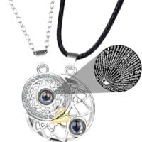Magnetic Sun and Moon Couple Necklace Set