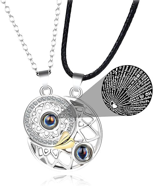 Magnetic Sun and Moon Couple Necklace Set