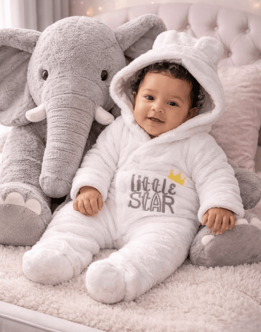 Baby 3D Bear Design Winter Hooded Jumpsuit