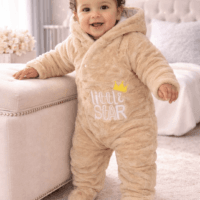 Baby 3D Bear Design Winter Hooded Jumpsuit