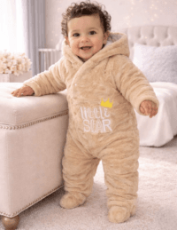 Baby 3D Bear Design Winter Hooded Jumpsuit