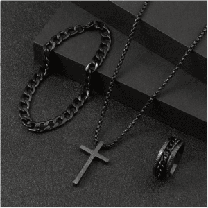 Men's Black Stainless Steel Jewelry Set