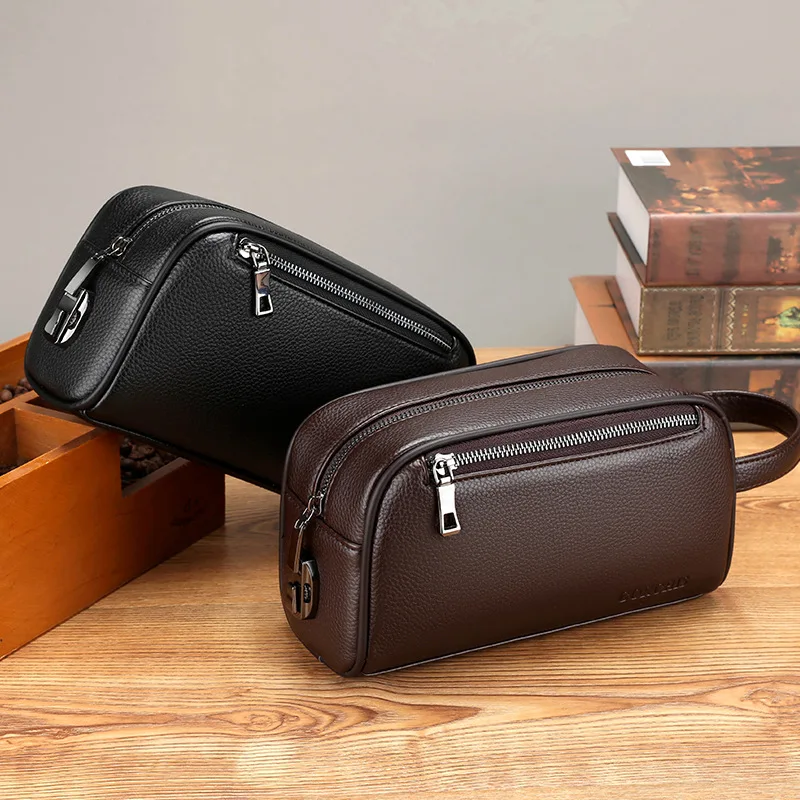 Men's Handbag Zipper Handbag Casual Multi Brown With Lock ...