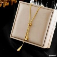 Gold Teardrop Lariat Slider Necklace