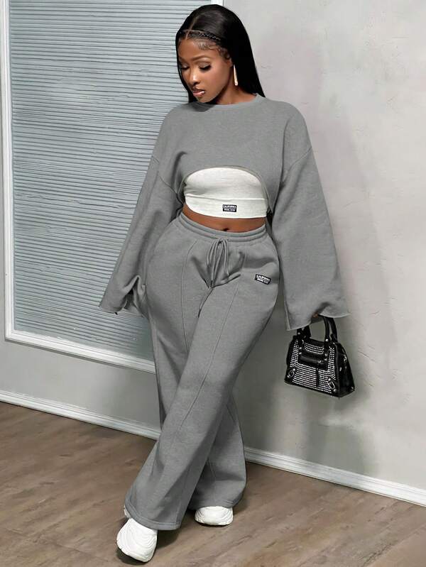176543568809ab4c48813f295265cbefd9f529755c_thumbnail_600x Slaydiva Luxury 3-Piece Crop Sweatshirt & Lounge Set