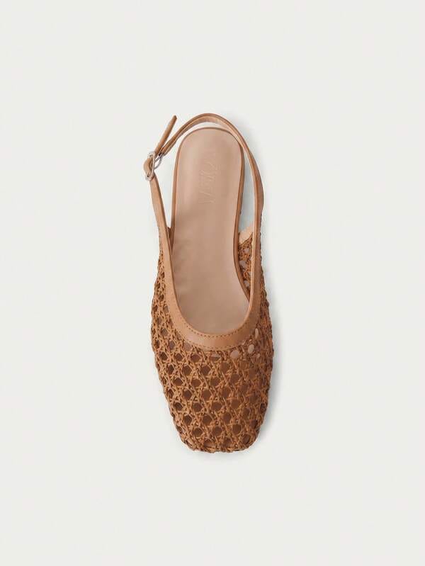 Luxury Woven Mesh Slingback Flat Sandals