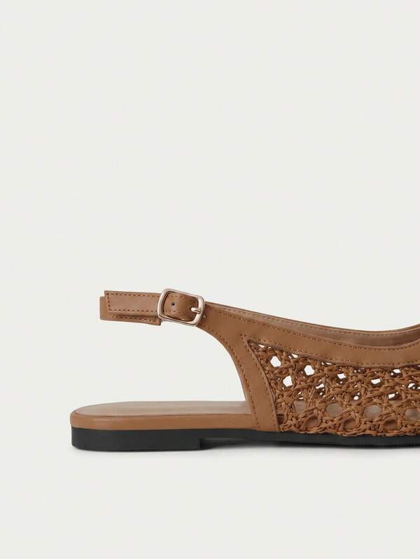Luxury Woven Mesh Slingback Flat Sandals