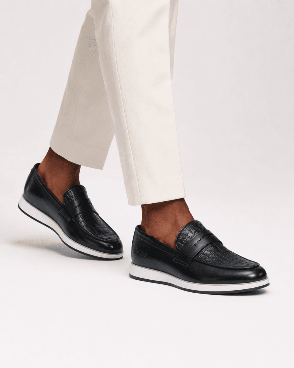 Berluti Black Leather Penny Loafers for Men
